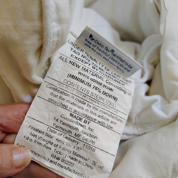 Cuddledown Damask Stripe Down Comforter King - Picture 3 of 7